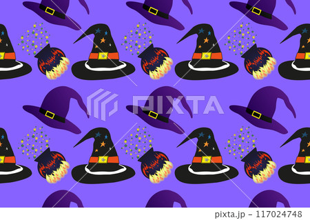 Halloween Witch Hats and Cauldrons Pattern Halloween Witch Hats and Cauldrons Pattern 117024748