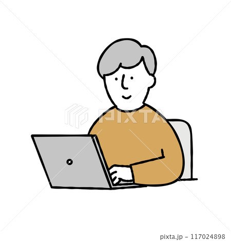 パソコン操作をする男性のベクターイラスト素材 パソコン操作をする男性のベクターイラスト素材 117024898