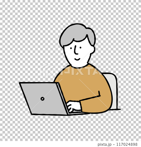 パソコン操作をする男性のベクターイラスト素材 パソコン操作をする男性のベクターイラスト素材 117024898