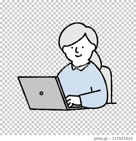 操作電腦的女人向量圖素材 117025028