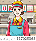 ハンバーガー屋の女性店員 117025368