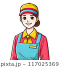 赤い制服を着た笑顔の女性店員 117025369