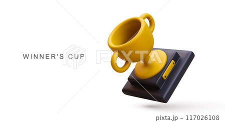 3d realistic golden cup. Vector illustration. 117026108