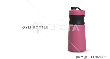 3d realistic red Shaker water bottle on white background. Vector illustration. 3d realistic red Shaker water bottle on white background. Vector illustration. 117026146