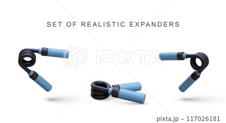 3d realistic blue set Carpal expanders on white background. Vector illustration. 117026181