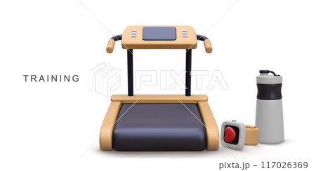 3d realistic gym training concept on white background. Vector illustration. 117026369