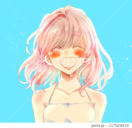 笑顔で泣く女性 夏 逆光 笑顔で泣く女性 夏 逆光 117026919