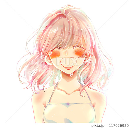 笑顔で泣く女性 夏 逆光 笑顔で泣く女性 夏 逆光 117026920