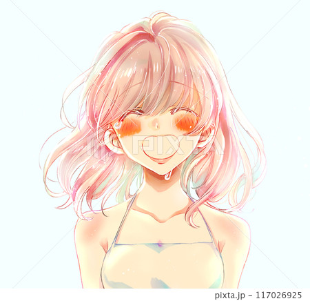 笑顔で泣く女性　夏　逆光 117026925