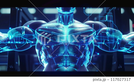 Futuristic digital illustration of a human...のイラスト素材 [117027317] - PIXTA