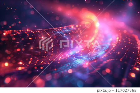 Colorful abstract digital background featuring bright light trails, neon colors, and bokeh effects, perfect for technology and science themes. Colorful abstract digital background featuring bright light trails, neon colors, and bokeh effects, perfect for technology and science themes. 117027568