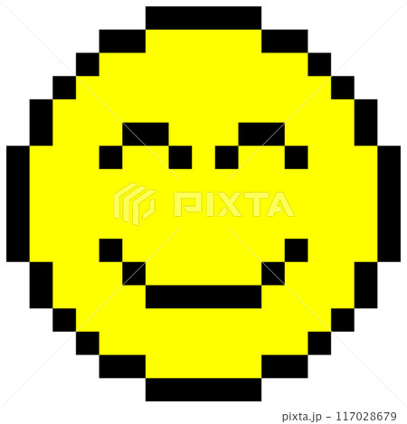 可愛くておちゃめなドット絵のニコニコマークのイラスト素材 