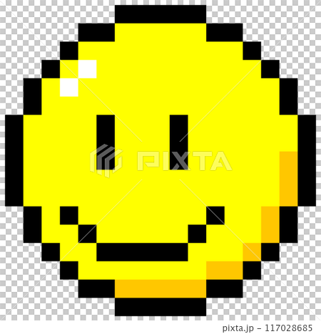 可愛俏皮的像素藝術面朝下微笑 可愛俏皮的像素藝術面朝下微笑 117028685