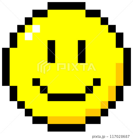 可愛くておちゃめなドット絵のニコニコマーク 可愛くておちゃめなドット絵のニコニコマーク 117028687