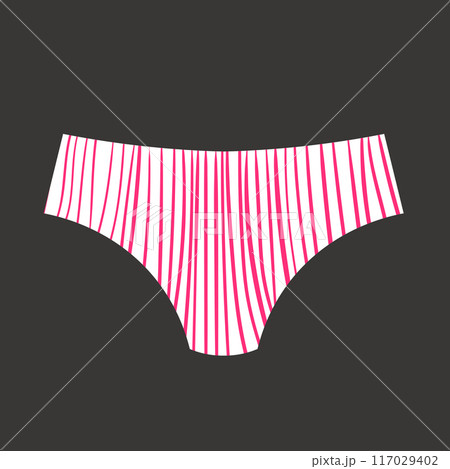 Cute female color panties. Trendy thongs icon. Women underwear element. Feminine symbol, template modern design for invitation, poster, card, fabric. Sensuality cloth concept. Vector illustration 117029402