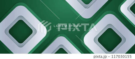 Modern green and white abstract banner background with geometric shapes. Elegant square shapes element. Suit for business, cover, brochure, flyer, poster, presentation, corporate, website 117030155