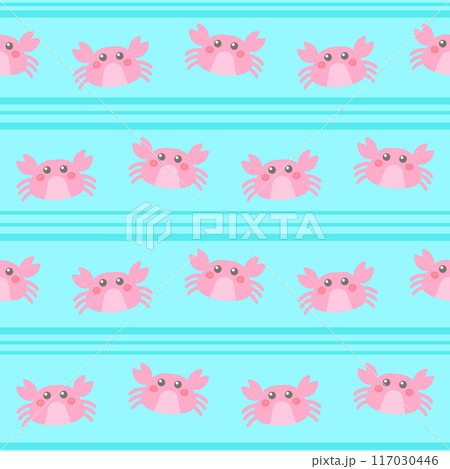 cute kid seamless pattern red crabs party illustration 117030446
