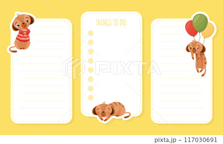 Meerkat Cute Animal Empty Note and Reminder Card Vector Template 117030691
