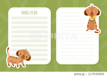 Meerkat Cute Animal Empty Note and Reminder Card Vector Template 117030693