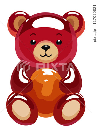 Bright red gummy bears Jelly bear fruit gummy. Vector isolated illustration Bright red gummy bears Jelly bear fruit gummy. Vector isolated illustration 117030821