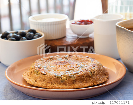 Homemade protein keto bread for breakfast 117031171