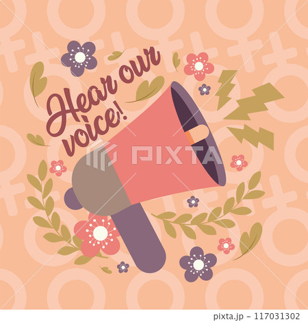 female empowerment Hear our voice poster Vectorのイラスト素材 [117031302] - PIXTA