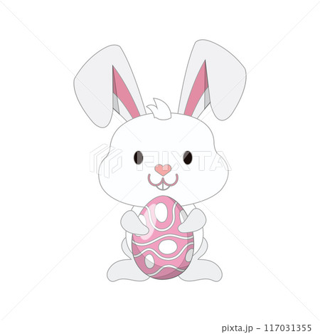 Cute easter bunny cartoon Kawai Vector Cute easter bunny cartoon Kawai Vector 117031355