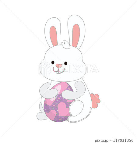 Cute easter bunny cartoon Kawai Vector Cute easter bunny cartoon Kawai Vector 117031356