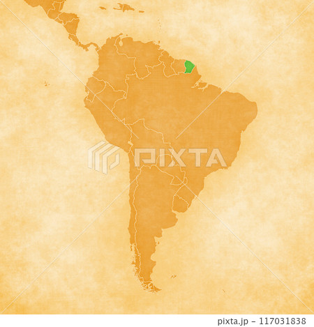 Ocher map of South America - French Guiana 117031838