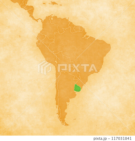 Ocher map of South America - Uruguay Ocher map of South America - Uruguay 117031841