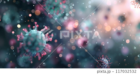 Colorful Visualization of Viruses Illuminated Under Microscopic Conditions 117032532