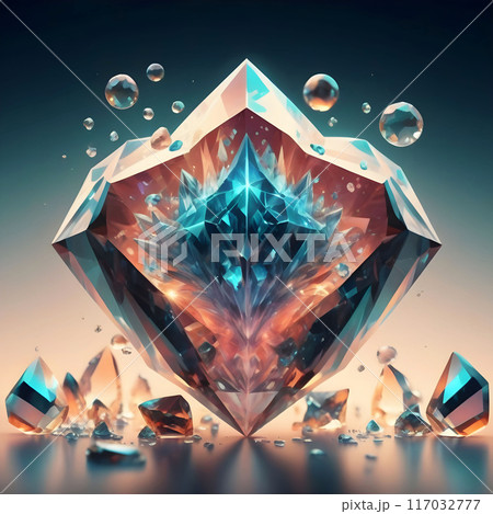 mystery crystal quartz of energy around  lightning background. fantasy concept. Ai generated 117032777