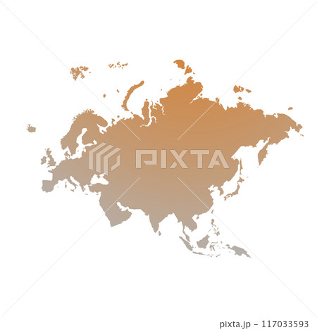 Map of Eurasia, sign silhouette. World Map Globe. Vector Illustration isolated on white background. Europe and Asia continent 117033593