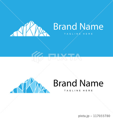 Iceberg Logo, Antarctica Logo Design, Simple Nature Landscape Vector Illustration Template 117033780
