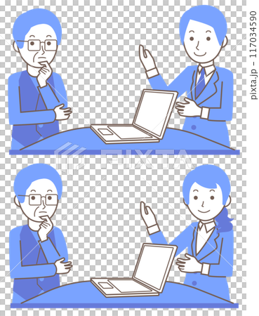 為老年男性服務的女性和男性員工的插圖 117034590