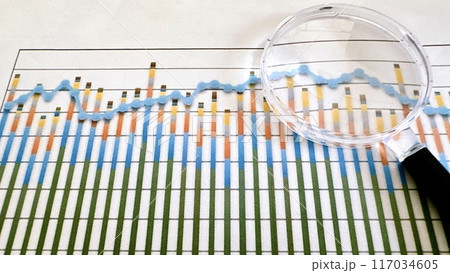 グラフと虫メガネ　データ分析　ビジネス　バナー素材 117034605