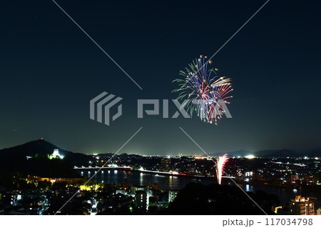 犬山ロングラン花火を成田山から見下ろす 117034798