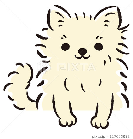 ひょこっと覗いている犬の手描きイラスト 117035052