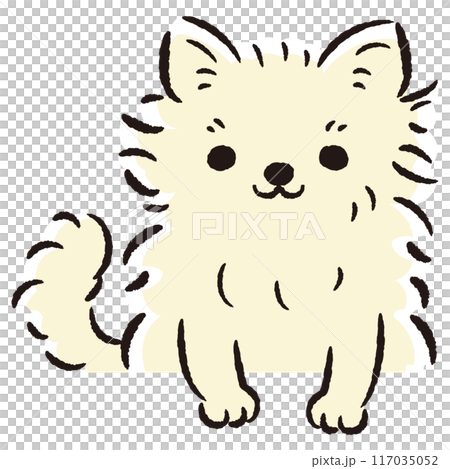 ひょこっと覗いている犬の手描きイラスト 117035052