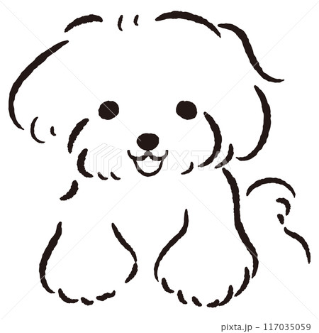 ひょこっと覗いている犬の手描きイラスト 117035059