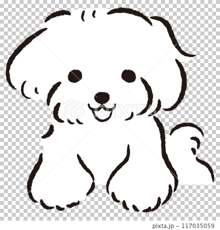 Hand-drawn illustration of a dog peeking out Hand-drawn illustration of a dog peeking out 117035059