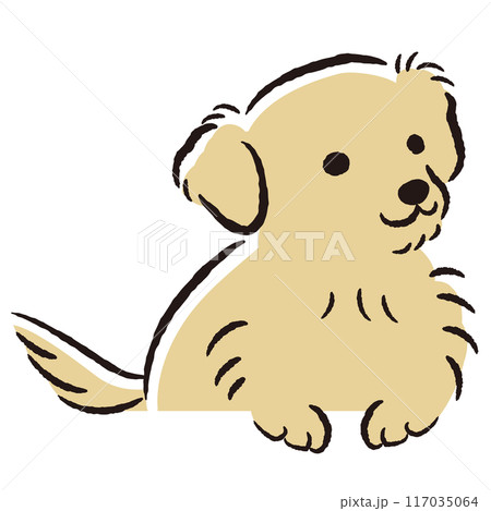 ひょこっと覗いている犬の手描きイラスト 117035064