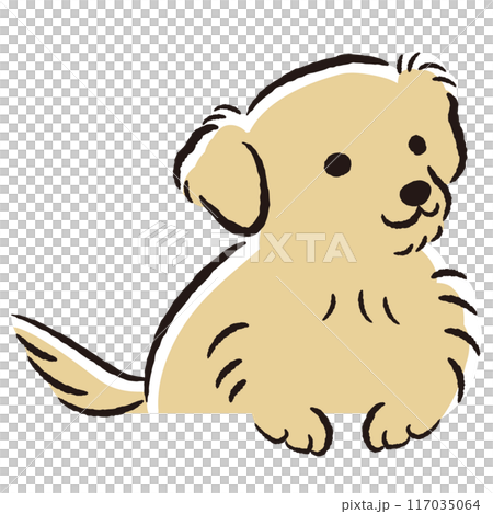 ひょこっと覗いている犬の手描きイラスト 117035064