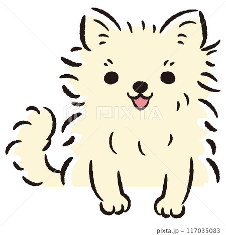 ひょこっと覗いている犬の手描きイラスト 117035083
