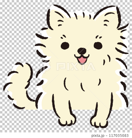ひょこっと覗いている犬の手描きイラスト 117035083