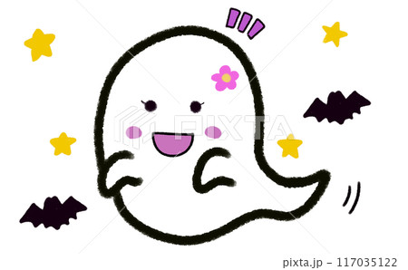 元気な女の子のおばけのキャラクター 117035122