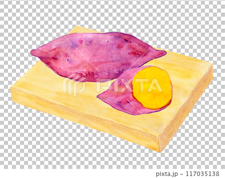 切板上的水彩插圖紅薯 切板上的水彩插圖紅薯 117035138