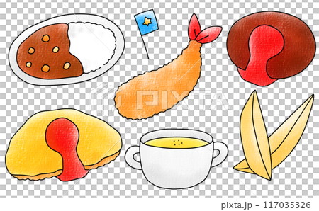 寬鬆簡單的兒童菜單套裝,模擬風格 寬鬆簡單的兒童菜單套裝,模擬風格 117035326