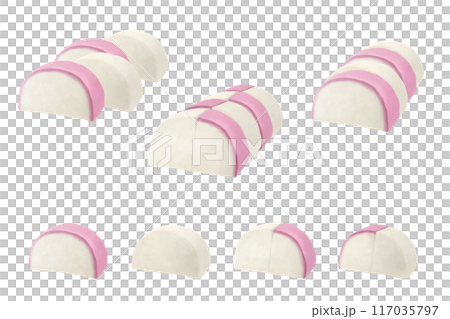 紅白のかまぼこの水彩風ベクターイラスト 117035797