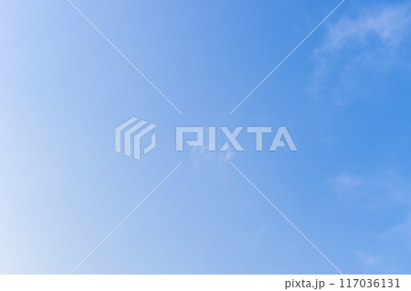 beautiful blue sky and white fluffy cloud with sunrise in the morning, natural background 117036131